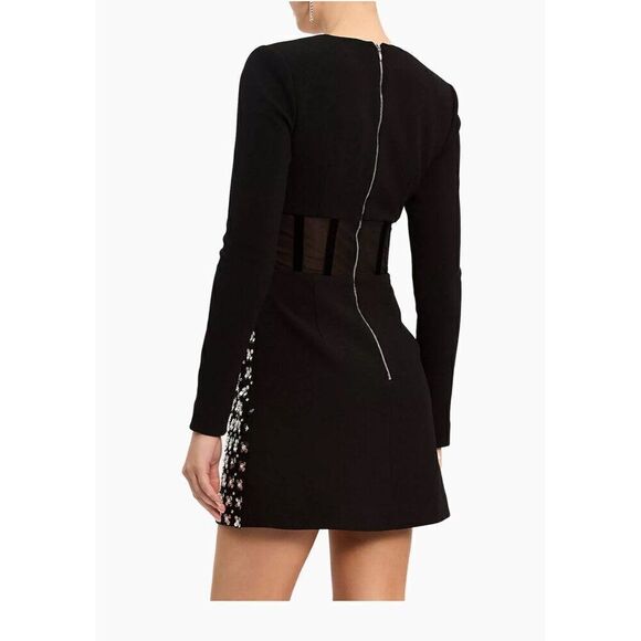 Rebecca Vallance  Bianca Mesh Paillette Minidress Sz 0 black - Picture 3 of 5